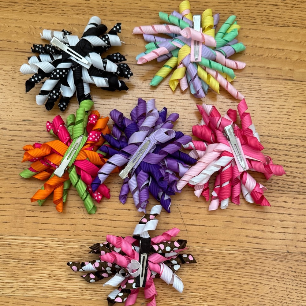 Vibrant Kids Ribbon Hair Clips Set - Picture 2 of 9